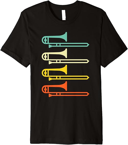 Mens Retro Vintage Trombone Gift Premium TShirt Clothing